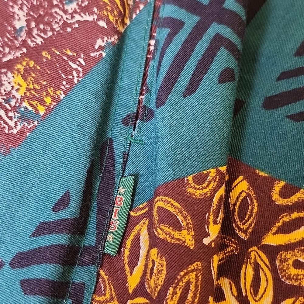 Gene Ewing BIS Vintage 80s Patchwork Print Circle Skirt Green Brown Size Small - Picture 7 of 10